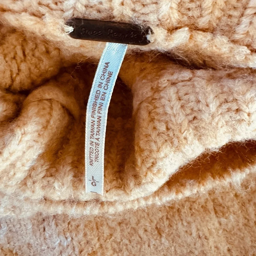 Free People Bradley Pullover Camel Heather Turtleneck Sweater Bubble Mock neck